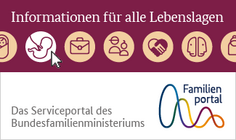 Stilisierte Symbole des Familienportals familienportal.de mit Logo